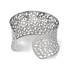 Hollow Wide 304 Stainless Steel Cuff Bangles for Women BJEW-B104-25G-3