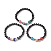 Frosted Round Natural Mixed Gemstone Stretch Bracelets for Women Men BJEW-JB10979-1