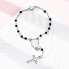 Glass Beads Rosary Bracelets BJEW-A032-04P-01-1