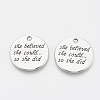 Tibetan Style Alloy Quote Pendants TIBE-Q085-06AS-LF-1