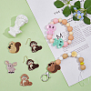 GOMAKERER 12Pcs 12 Style Animals Theme Food Grade Eco-Friendly Silicone Focal Beads SIL-GO0001-32-6