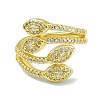 Brass with Cubic Zirconia Open Cuff Ring RJEW-B051-14G-2