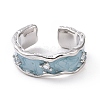 Enamel Wave Open Cuff Ring with Clear Cubic Zirconia RJEW-D075-07P-2