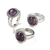 Natural Mixed Stone Round Adjustable Rings RJEW-K271-02P-2