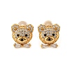 Bear Brass Micro Pave Clear Cubic Zirconia Stud Earrings EJEW-B131-05G-4