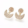 Brass Micro Pave Cubic Zirconia Dangle Stud Earrings EJEW-F209-11M-3