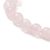 Round Natural Rose Quartz Beaded Stretch Bracelet with Nuggets Charms for Women BJEW-JB09316-02-5