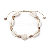 Ocean Theme Adjustable Cowrie Shell & Coconut Braided Bead Bracelets BJEW-JB11461-02-2