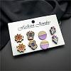 Halloween Spider Ghost Spider Web Wood Stud Earring Sets EJEW-OY002-02-5