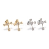 Brass Micro Pave Clear Cubic Zirconia Stud Earrings EJEW-F264-15-1