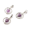 Alloy Linking Rings & Heart Natural Amethyst Pendant Decorations HJEW-JM00604-05-1