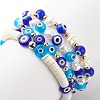 4Pcs 4 Style Lampwork Evil Eye & Plastic Pearl Stretch Bracelets Set BJEW-JB08386-4