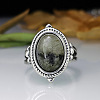 Oval Zinc Alloy Natural Labradorite Finger Rings WG970F5-04-4