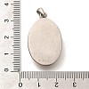 304 Stainless Steel Microfiber Oval Pendants STAS-Z110-13P-3