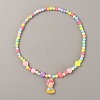 Plastic Girl Pendant Necklace with Heart Beaded for Kids NJEW-TAC0009-03-2