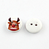 2-Hole Printed Wooden Buttons for Christmas X-BUTT-R033-012-2