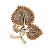 Heart-shape Leaf Zinc Alloy Rhinestones Brooches JEWB-R055-04AG-02-1