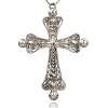 Antique Silver Alloy Rhinestone Cross Big Pendants RB-J109-01AS-2