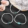 3Pcs 3 Style Synthetic Turquoise & Glass Seed Beaded Stretch Bracelets Set BJEW-TA00375-01-5