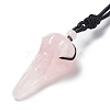 Natural Rose Quartz Plague Doctor Pendant Necklace with Nylon Rope NJEW-H009-01-04-2