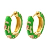 Rack Plating Flower Brass Enamel Hoop Earrings EJEW-H143-13G-3