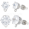 Beebeecraft 12 Pair 6 Style Diamond Shape Brass Stud Earring Findings KK-BBC0012-77-1