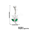 Flower Brass Cubic Zirconia Belly Rings Curved Barbell QR5785-4-1