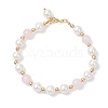 3Pcs 3 Styles Shell Pearl & Natural & Synthetic Mixed Gemstone Round Beadeded Bracelets for Women BJEW-JB12502-3