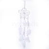 Handmade Flower Woven Net/Web with Feather Wall Hanging Decoration HJEW-A001-03B-1