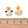 Brass Enamel Stud Earrings for Women LS-EJEW-U049-02A-G-5
