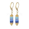 Glass Seed Braided Column Dangle Leverback Earrings EJEW-MZ00058-02-1