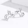 Anti-Tarnish Rhodium Plated 925 Sterling Silver Bunny Stud Earrings EJEW-FF0009-08P-3