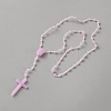 Polyester & Resin Link Chain Rosary Bead Necklaces LS-NJEW-WH0020-72B-1