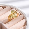 Rack Plating Brass Cuff Finger Rings for Women RJEW-M028-02G-5