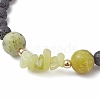 Natural Lemon Jade with Natural Lava Rock Beaded Stretch Bracelets for Women BJEW-JB11130-06-3