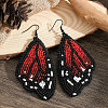 Bohemian Style Red Butterfly Wing Glass Bead Handmade Dangle Earrings TT3969-1