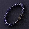 Libra Round Synthetic Blue Goldstone & Natural Smoky Quartz Stretch Bracelets for Women Men EA3132-1-1