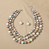 Resin Imitation Pearl Round Beaded Multilayer Necklaces & Dangle Earrings Sets WG4EAB6-02-1