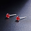 SHEGRACE Rhodium Plated 925 Sterling Silver Four Pronged Ear Studs JE420C-03-3