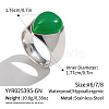 304 Stainless Steel Natural Agate Finger Rings for Women QT5525-3-1