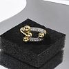 Brass Micro Pave Clear Cubic Zirconia Cuff Finger Rings for Women RJEW-B112-10GP-2