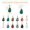 Fashewelry 24Pcs 12 Styles Teardrop Natural & Synthetic Gemstone Pendants G-FW0001-35-12