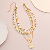 Punk Flat Round with Human Pattern Alloy Multi Layered Necklaces FS-WG0D034-01-2