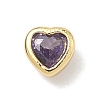Heart Brass Micro Pave Cubic Zirconia Cabochons KK-P345-13G-D-2