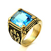 316L Stainless Steel & Cubic Zirconia Men's Vintage Carved Finger Rings FS-WG82D33-32-1
