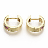 Brass Micro Pave Colorful Cubic Zirconia Hoop Earrings EJEW-S208-063-2