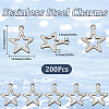 SUNNYCLUE 200Pcs 304 Stainless Steel Charms STAS-SC0008-04-2