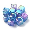 10Pcs Gradient Color & UV Plating Transparent Acrylic Beads OACR-YW0002-25C-1