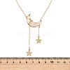 Natural Rose Quartz Chip Beads Moon Pendant Brass Cable Chain Necklaces for Women NJEW-TA00257-03-4