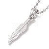 Non-Tarnish 304 Stainless Steel Feather Pendant Necklace for Women STAS-E154-15P-3